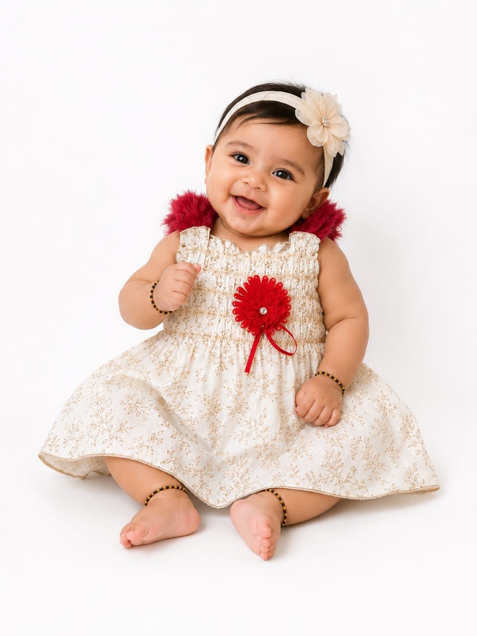 GRN Baby Girls Floral Printed Sleeveless Frock Dress for Infants