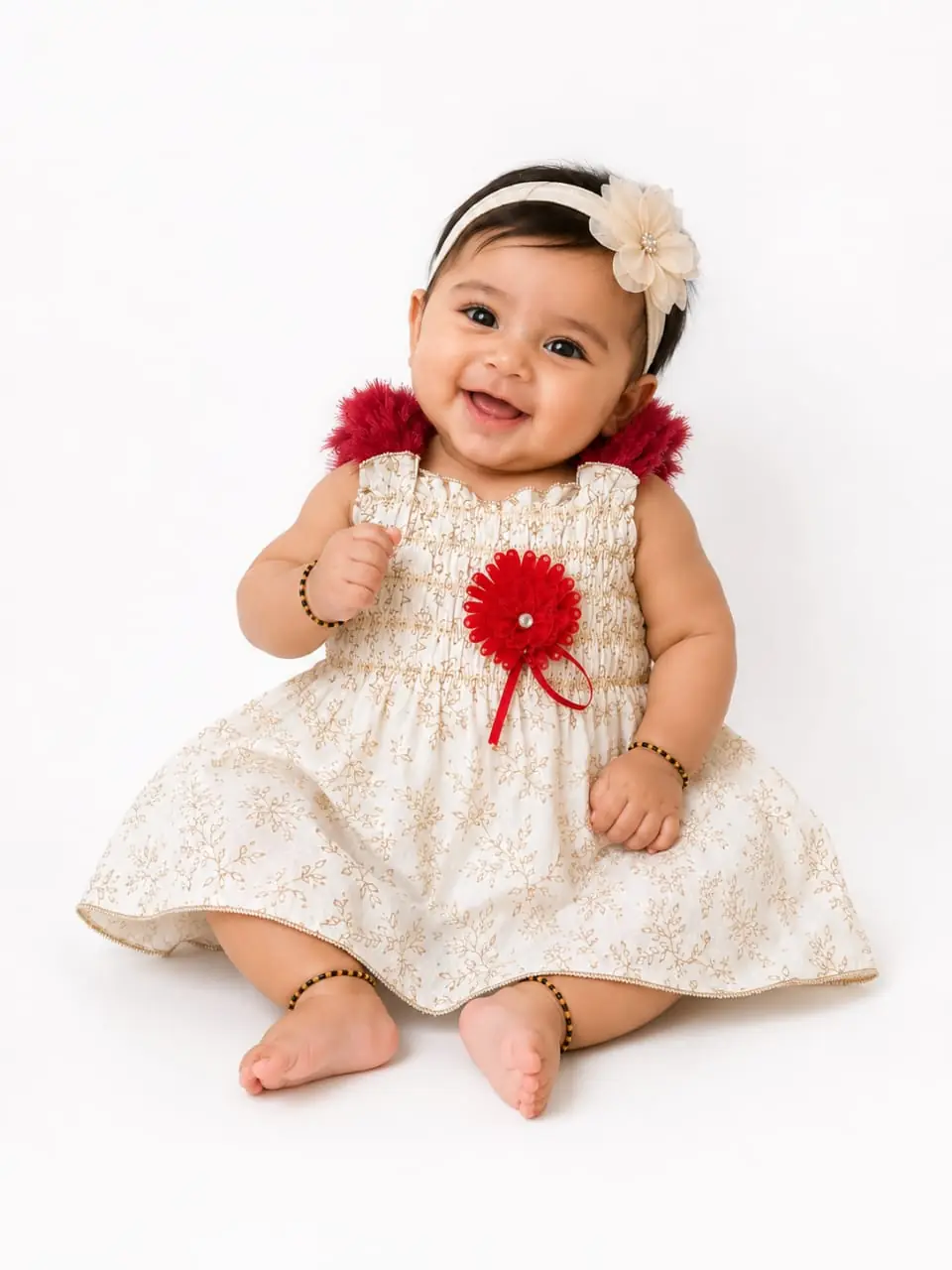 GRN Baby Girls Floral Printed Sleeveless Frock Dress for Infants