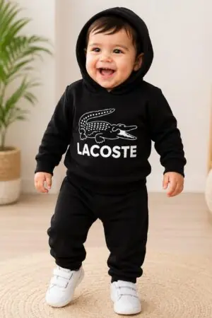 GRN Unisex Baby Fleece Hooded Co-Ord Set for 3-12 Months | Soft Warm Winter Hoodie & Jogger Set | Black