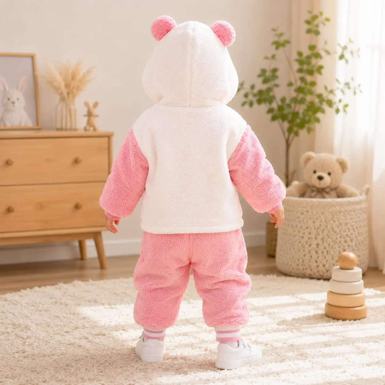 GRN Unisex Baby Panda Teddy Fleece Winter Hoodie Set for Kids | Warm Co-Ord - Image 4